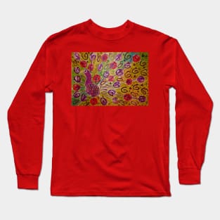 Pink Peacock Collage Long Sleeve T-Shirt